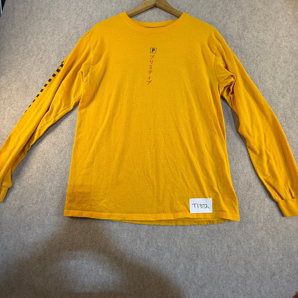 Primitive Skateboarding Samurai Graphic Long‎ Sleeve T-Shirt Yellow Mens Medium